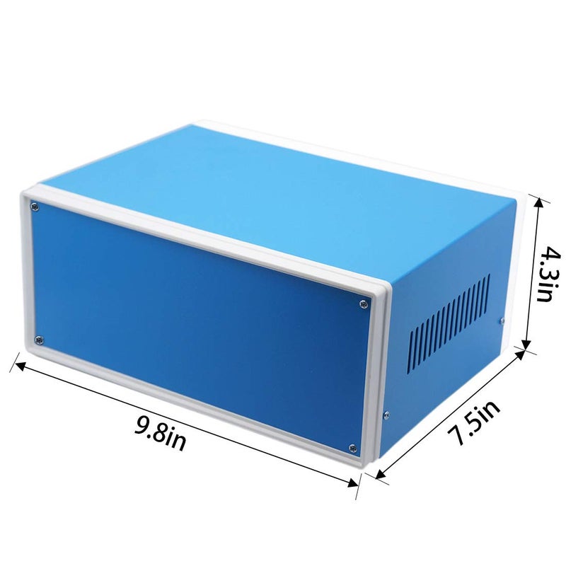 Zulkit Junction Box Blue Metal Project Box DIY Electric Enclosure Case Preventive Case Electrical Box 9.8 x 7.5 x 4.3 Inch - Image 2